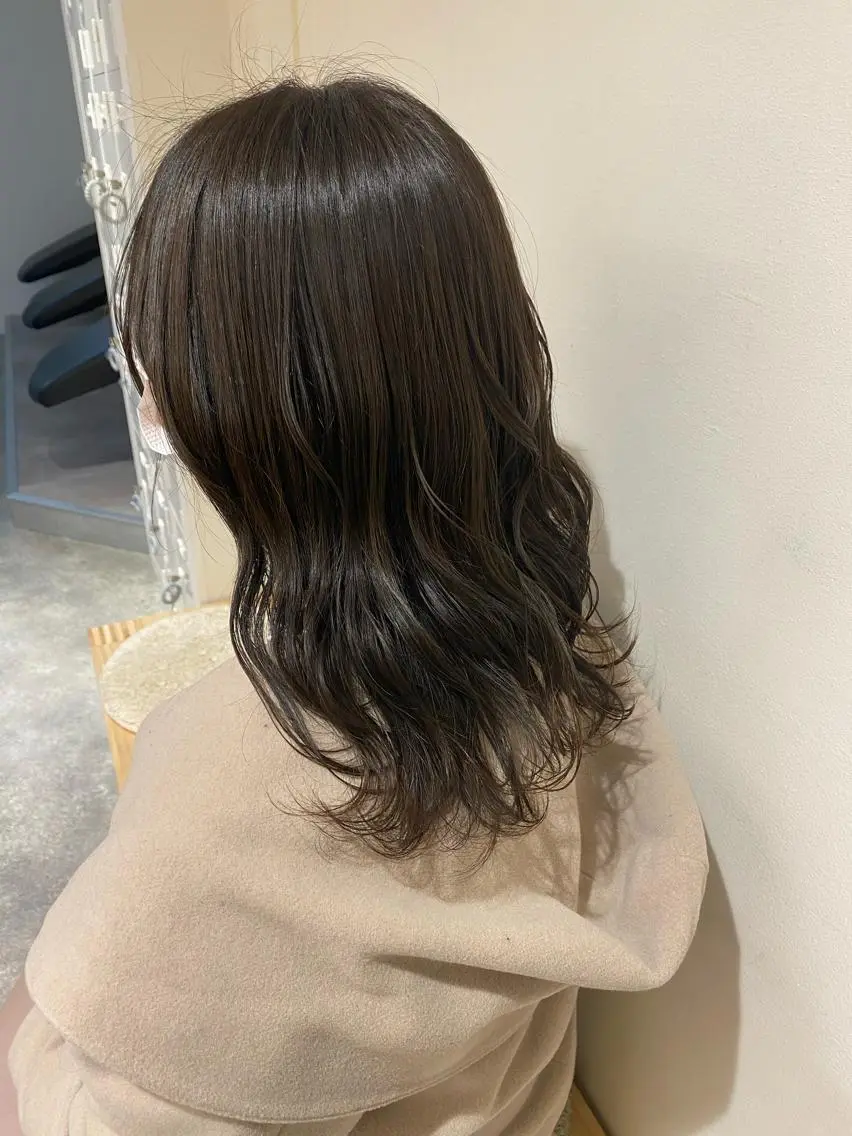 セミロング カラー ヘアアレンジ グレージュ オリーブグレージュ オリーブグレー ボブ /ニュアンス/ satomi🧸💖のヘアスタイル