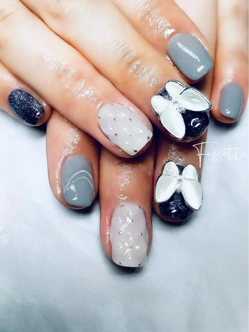 ネイル 韓国ネイル マグネットネイル ワンカラーネイル ぷっくりネイル ハンドネイル nailsalon Fossetteのネイルデザイン