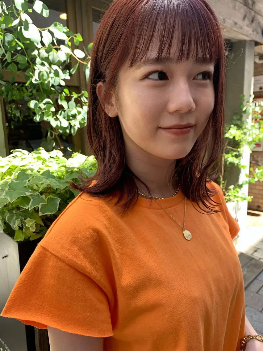ミディアム シースルーバング 米川 沙妃のヘアスタイル