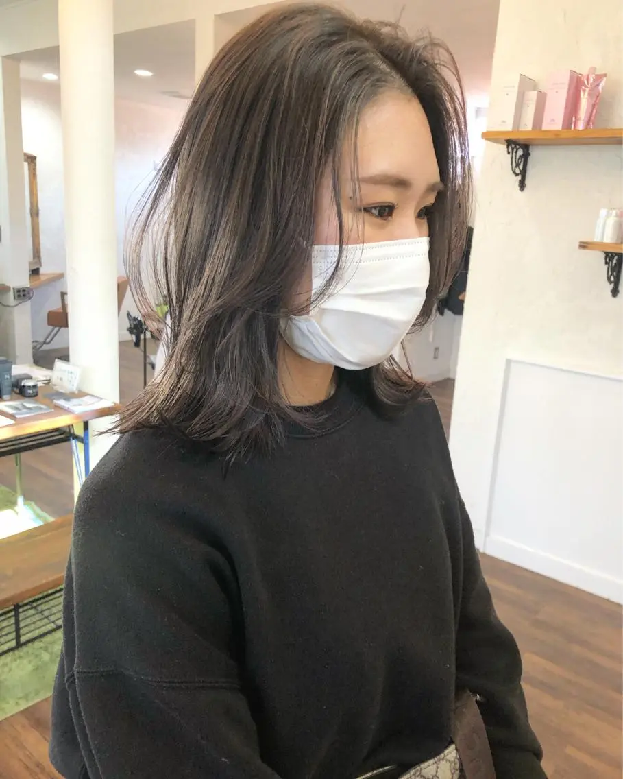 ミディアム カラー ディープラベンダー グレージュ ラベンダーカラー ラベンダーグレージュ ラベンダーグレー カット ヘアカラー 江原 彩華のヘアスタイル