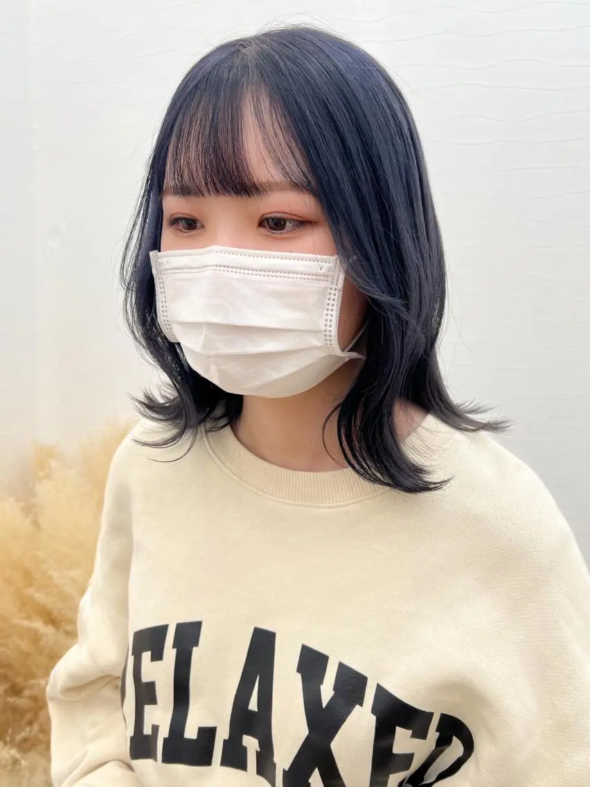 ミディアム カラー ブルーカラー ブルーラベンダー ラベンダーカラー YURAGI🤍 SAEのヘアスタイル