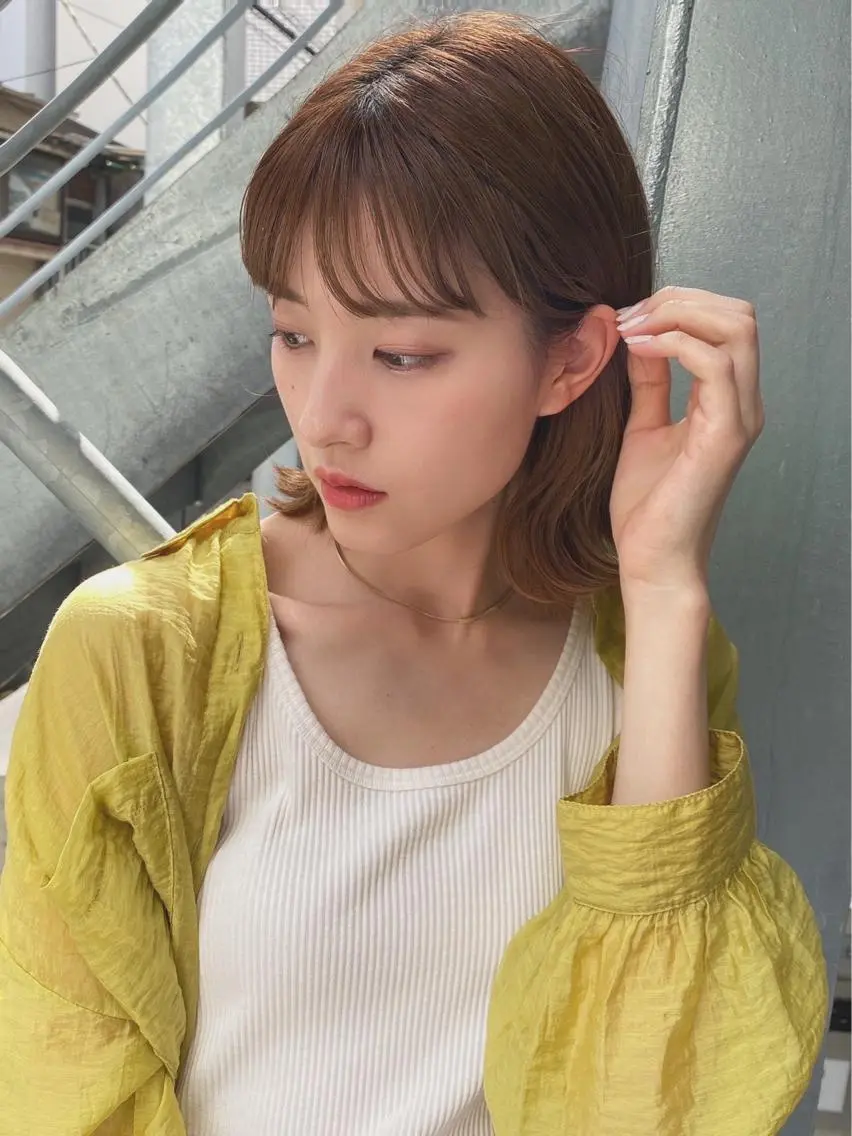 ミディアム カット ヘアカラー トリートメント ✨色持ちの良い艶 カラー✨蟹江真世のヘアスタイル