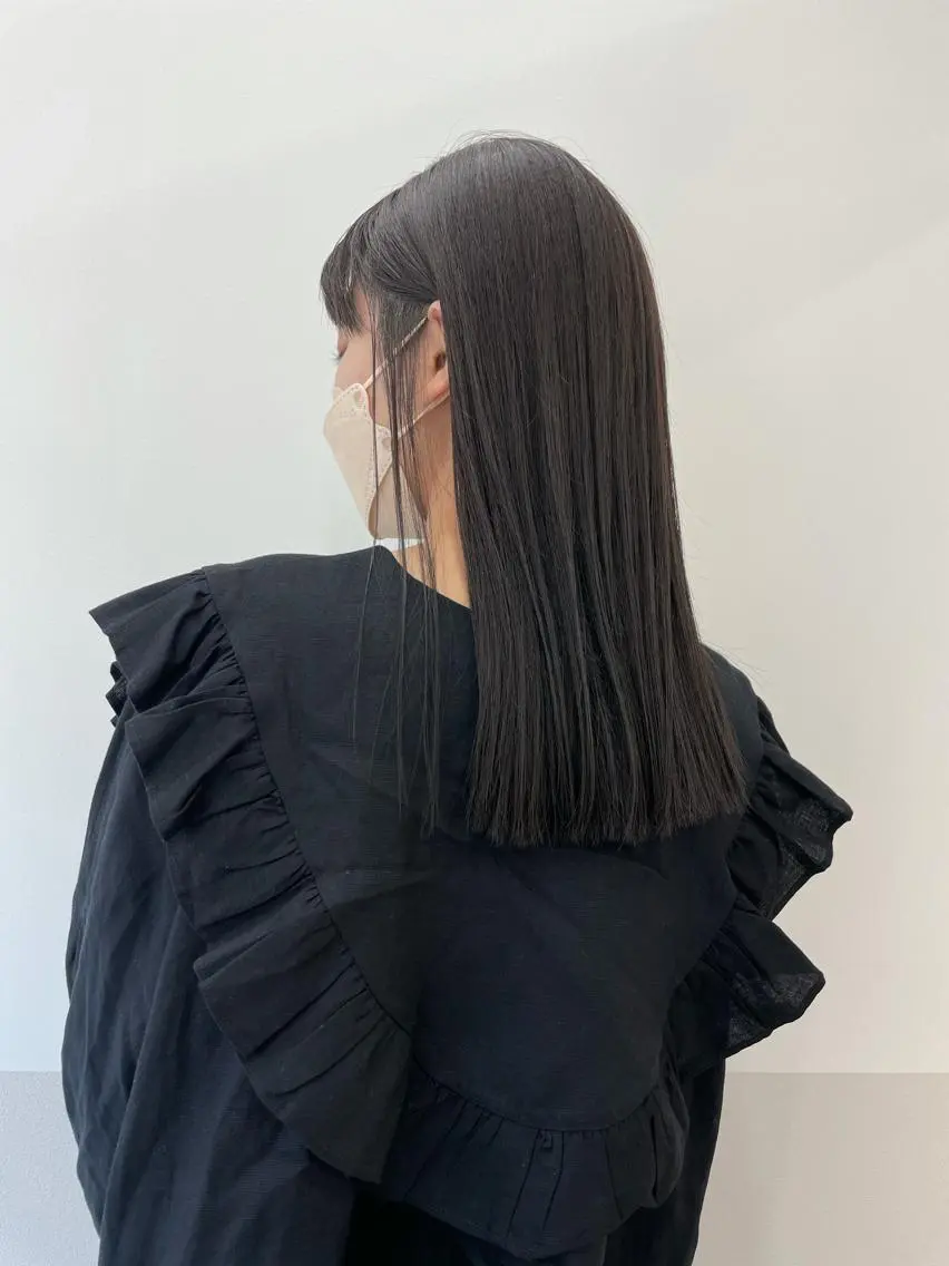 セミロング カラー 黒髪 ショート特化 /天神大名/ハルナのヘアスタイル