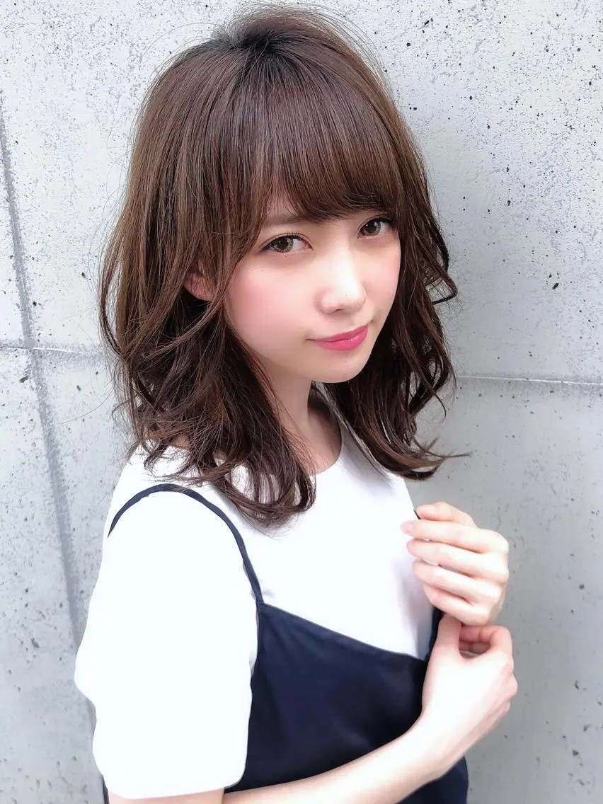 ミディアム カラー パーマ 髪質改善くすみカラー 🍀/石川大輔のヘアスタイル