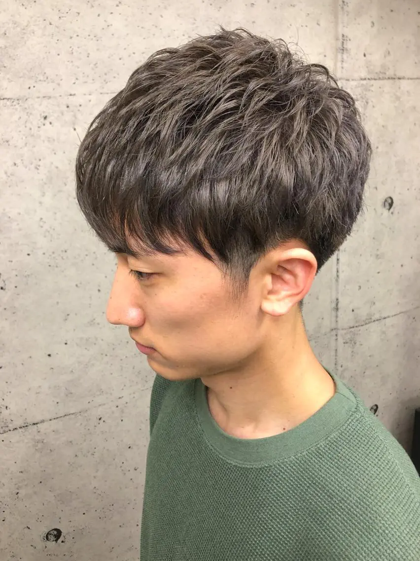 ショート カラー メンズ メンズブリーチ アッシュ 黒髪 ブリーチ 奥山義進/大宮 /ダブルカラーのヘアスタイル