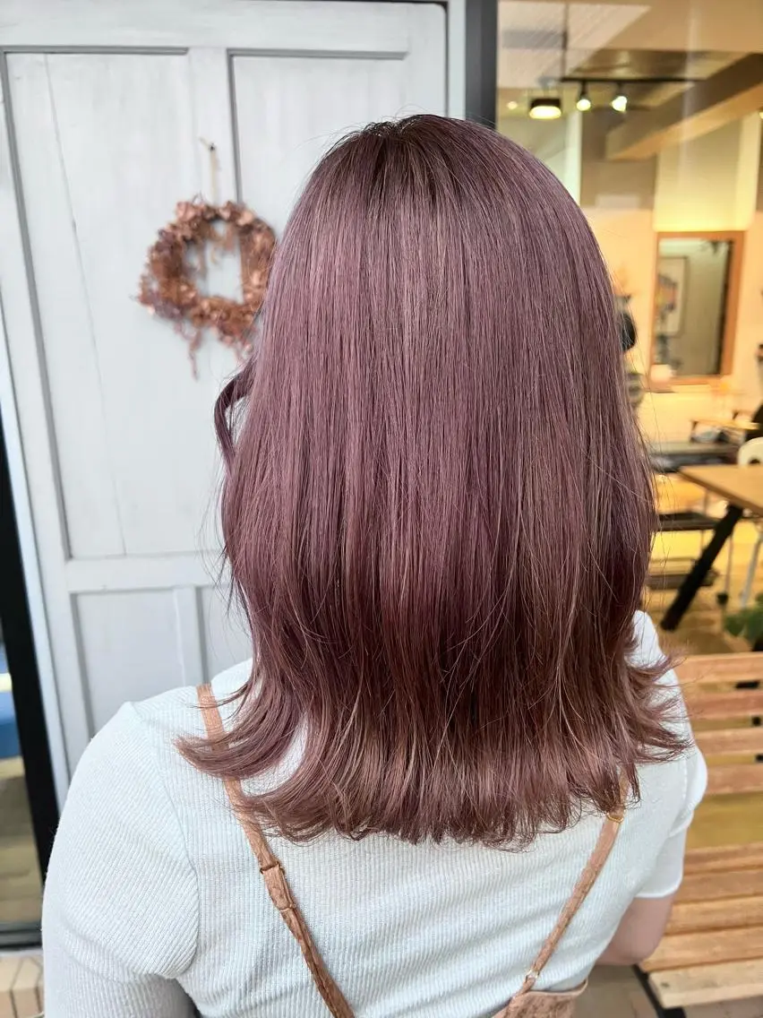 ロング カラー ブリーチ ピンクカラー ヘアカラー トリートメント ツキダテ ユイのヘアスタイル