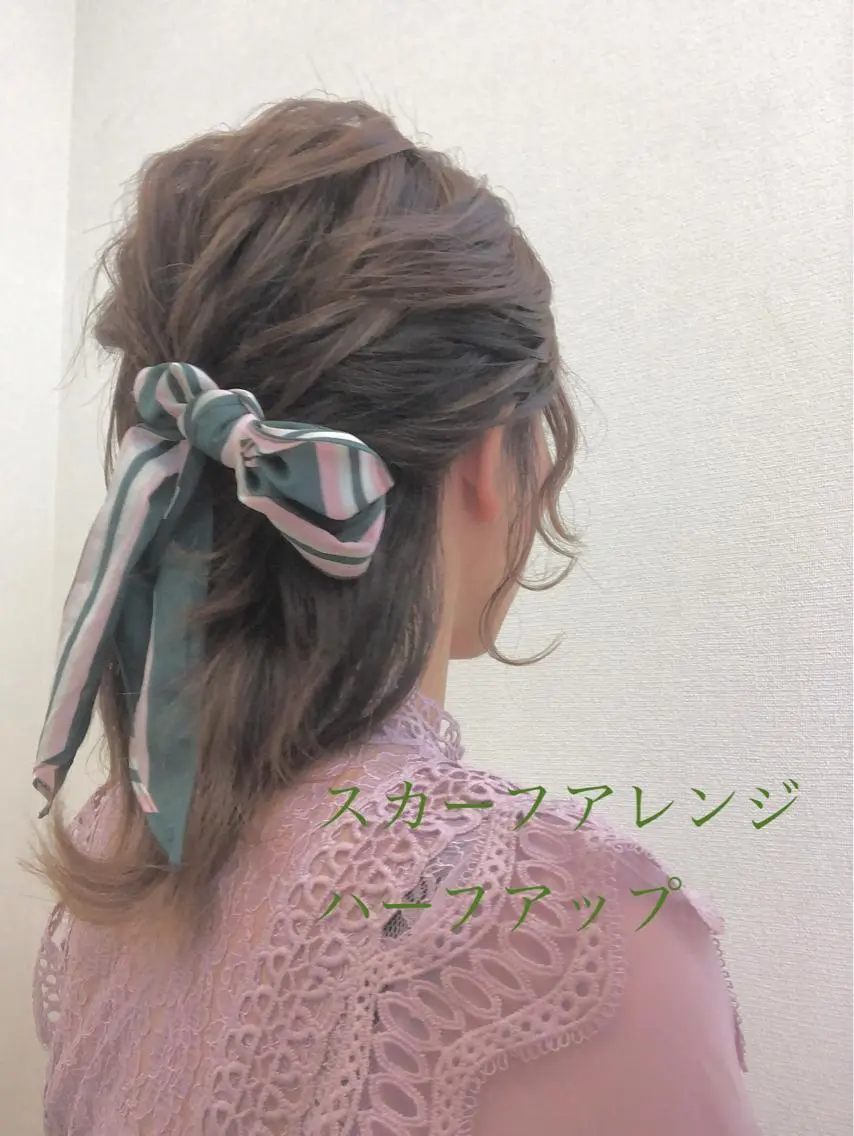 セミロング ヘアアレンジ ハーフアップ 堀口 彩佳のヘアスタイル