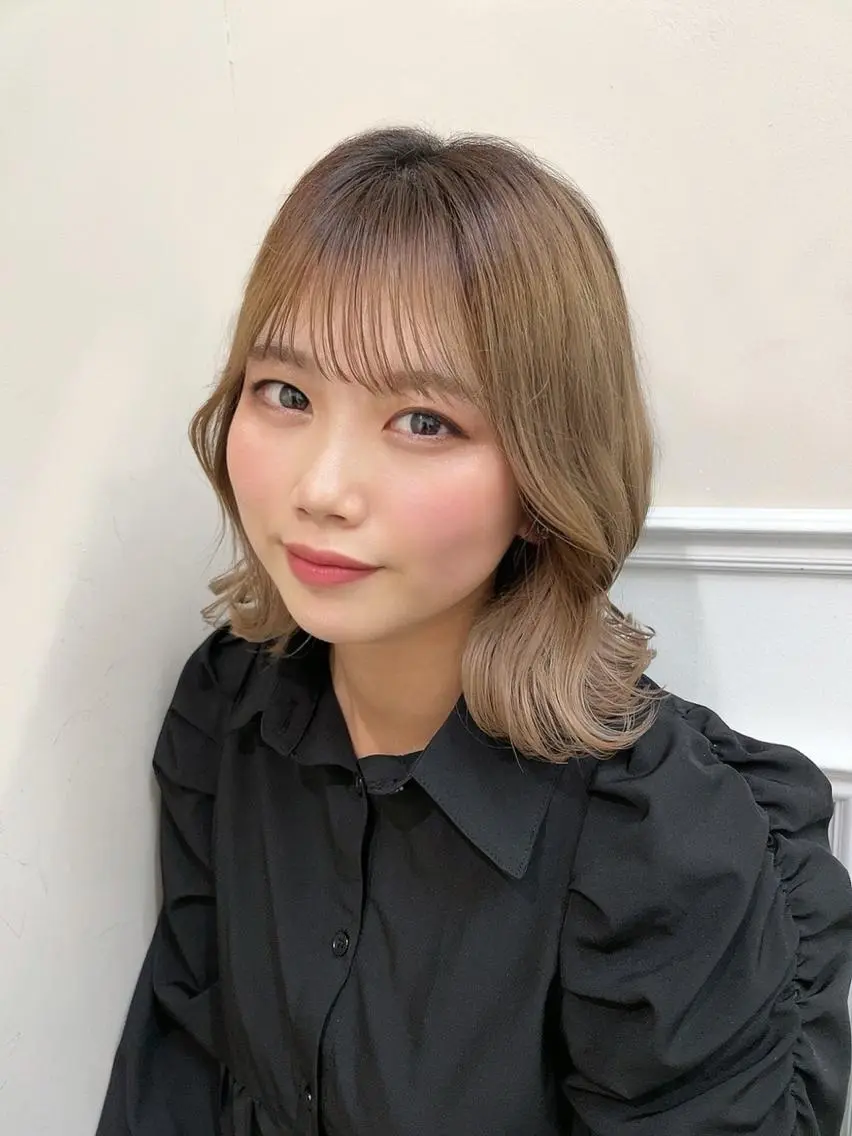ミディアム ヘアアレンジ 韓国風ヘア トリートメント 韓国風カラー🤎 𝒄𝒉𝒊𝒌𝒂のヘアスタイル