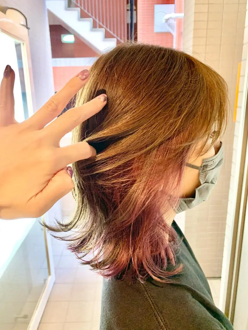 ミディアム カラー インナーカラー ヘアカラー うしだ かおるのヘアスタイル