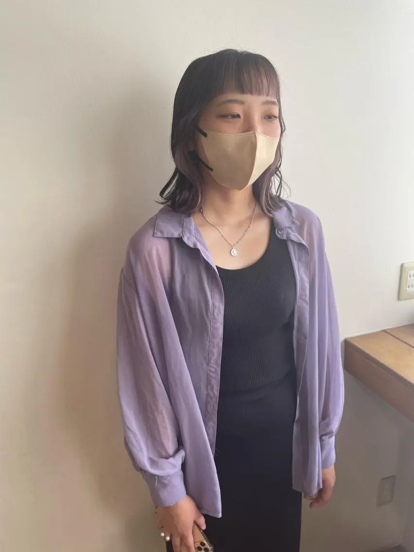 ミディアム カラー ブリーチ ラベンダーカラー ラベンダーピンク ピンクカラー カット ヘアカラー トリートメント MIOベージュカラー 柔らかいカラーのヘアスタイル