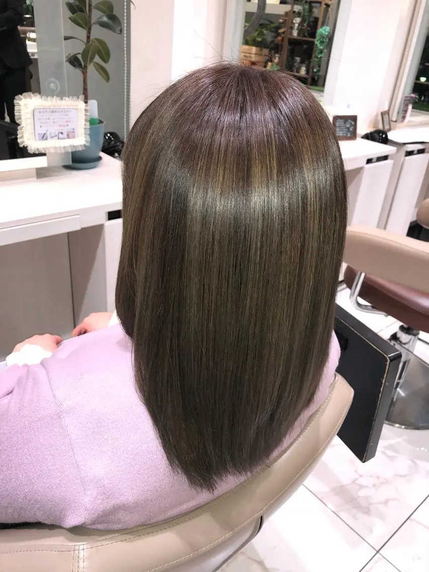 ミディアム カラー ミディアムパーマ 髪質改善 安井　昴 💫ブリーチ縮毛矯正のヘアスタイル
