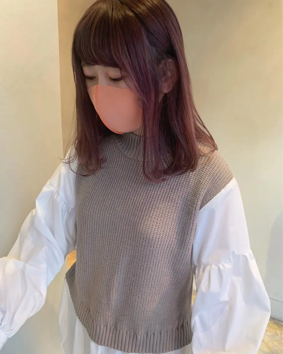 セミロング カラー ベージュカラー ピンクカラー ピンクベージュ ベージュ🤎透明感 カラー🤎anriのヘアスタイル