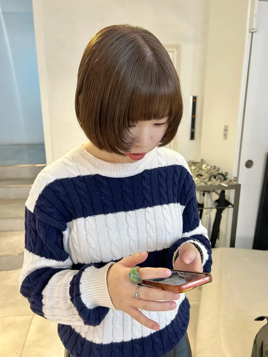 ショート カラー ベージュカラー ボブ 顔周りカット/透明感 カラー✂️MEIのヘアスタイル