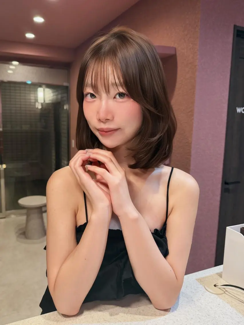 ミディアム 韓国風ヘア レイヤーカット カット ヘアカラー トリートメント 透明感カラー♡ 原宿美容室¦Rinaのヘアスタイル