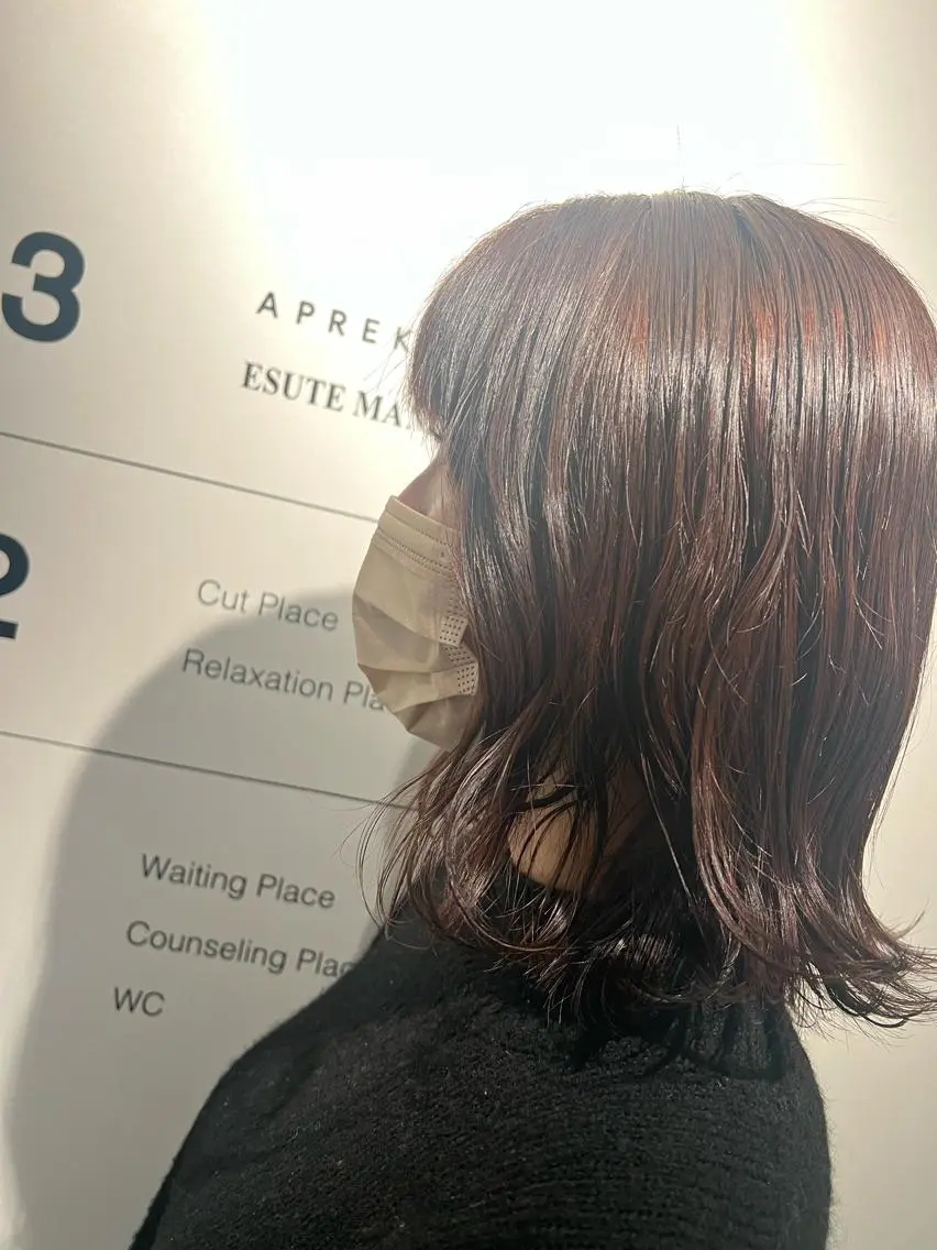 ミディアム カラー ヘアアレンジ カット ヘアカラー APREKO SAYAKAのヘアスタイル