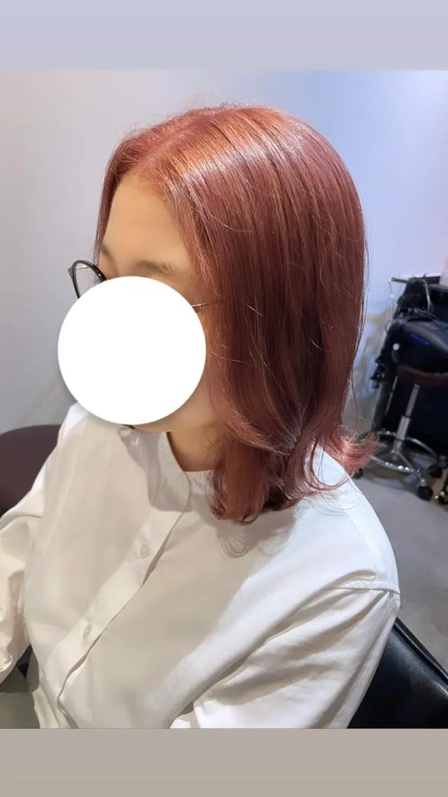 ミディアム カラー ヘアアレンジ ブリーチ 透明感カラー ピンクカラー ヨシンモリ レイヤーカット REONA🪽✨薬院 レイヤーカット🫧のヘアスタイル