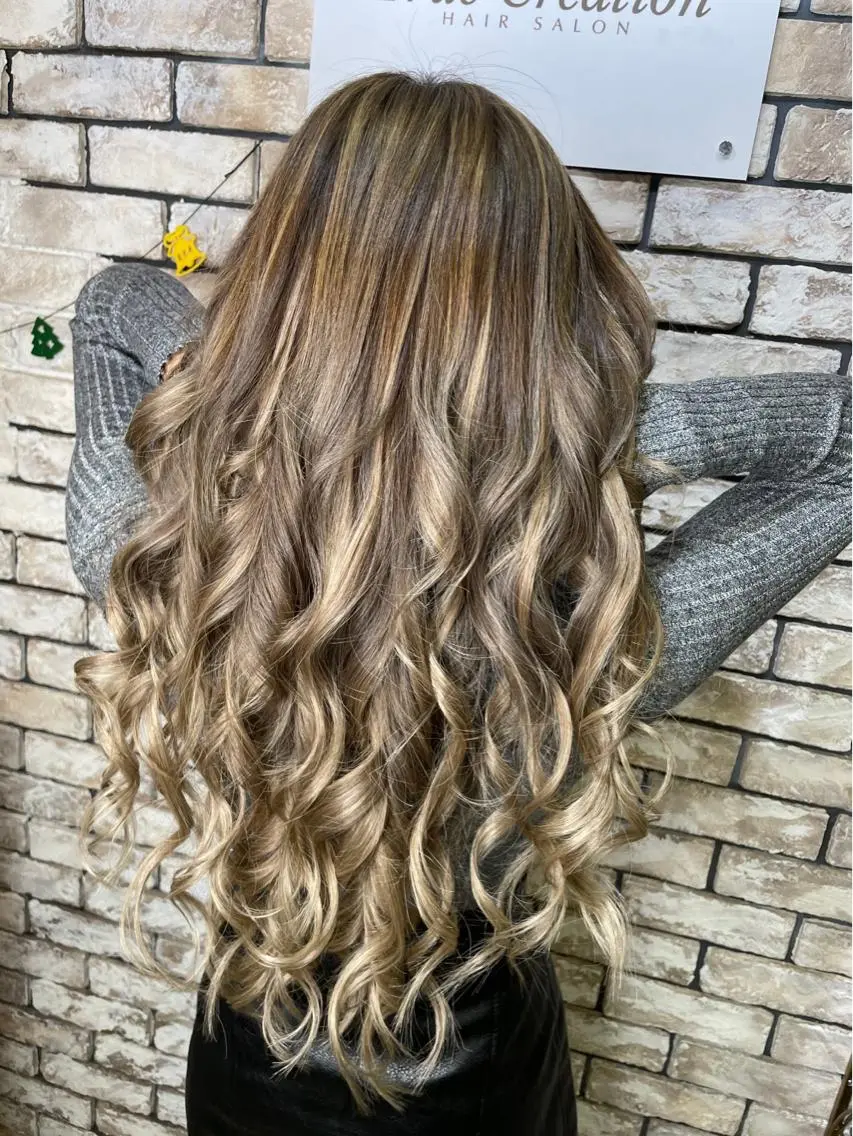 ロング カラー ヘアアレンジ 🍑🧋ハイトーン 暖色カラーlucaのヘアスタイル