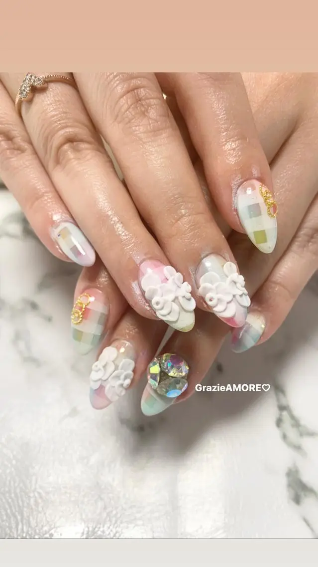 ネイル 春ネイル ハンドネイル Grazie AMOREのネイルデザイン
