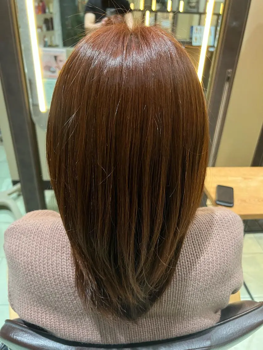 セミロング レッドブラウン 吉田 健吏のヘアスタイル