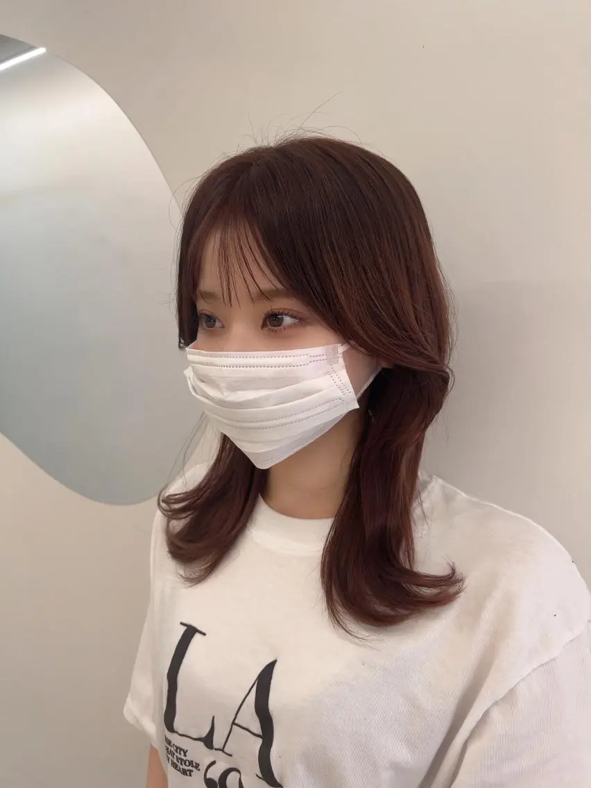 ロング カラー ブリーチ 透明感カラー ブリーチなしカラー ピンクカラー くびれヘア 韓国ヘア☁️ mitsukiのヘアスタイル