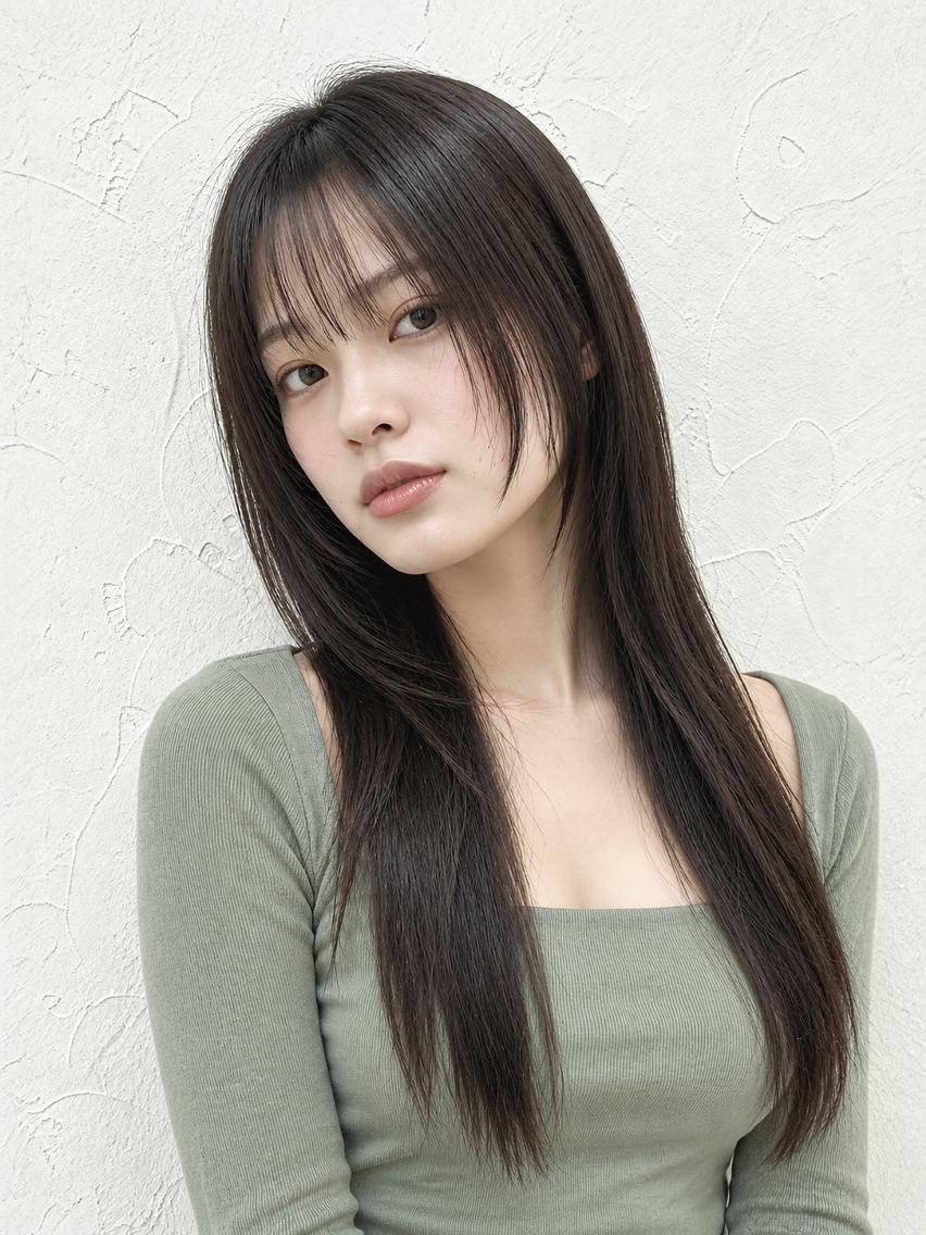 ロング 髪質改善 レイヤーカット 似合わせカット 縮毛矯正 グレージュ×レイヤー 藤生 和宏のヘアスタイル