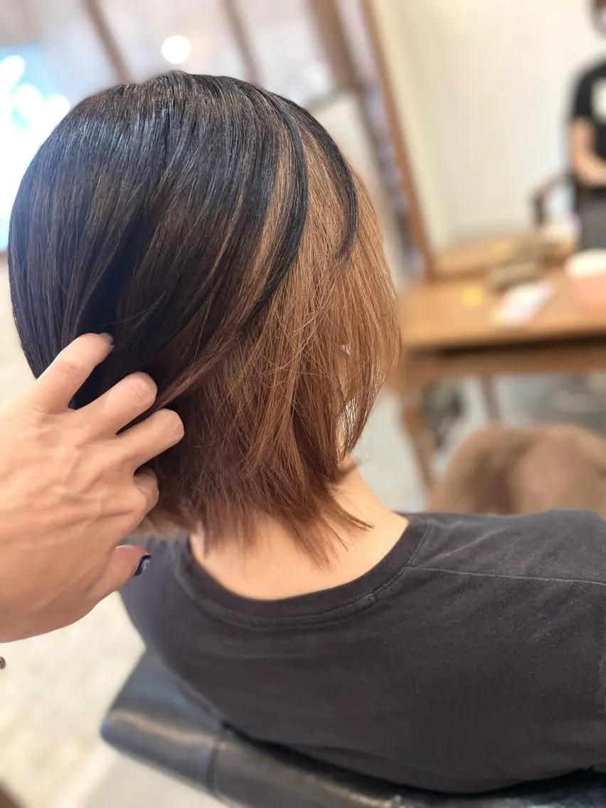 ミディアム カラー ベージュカラー オレンジ オレンジベージュ ヘアカラー Style Tのヘアスタイル