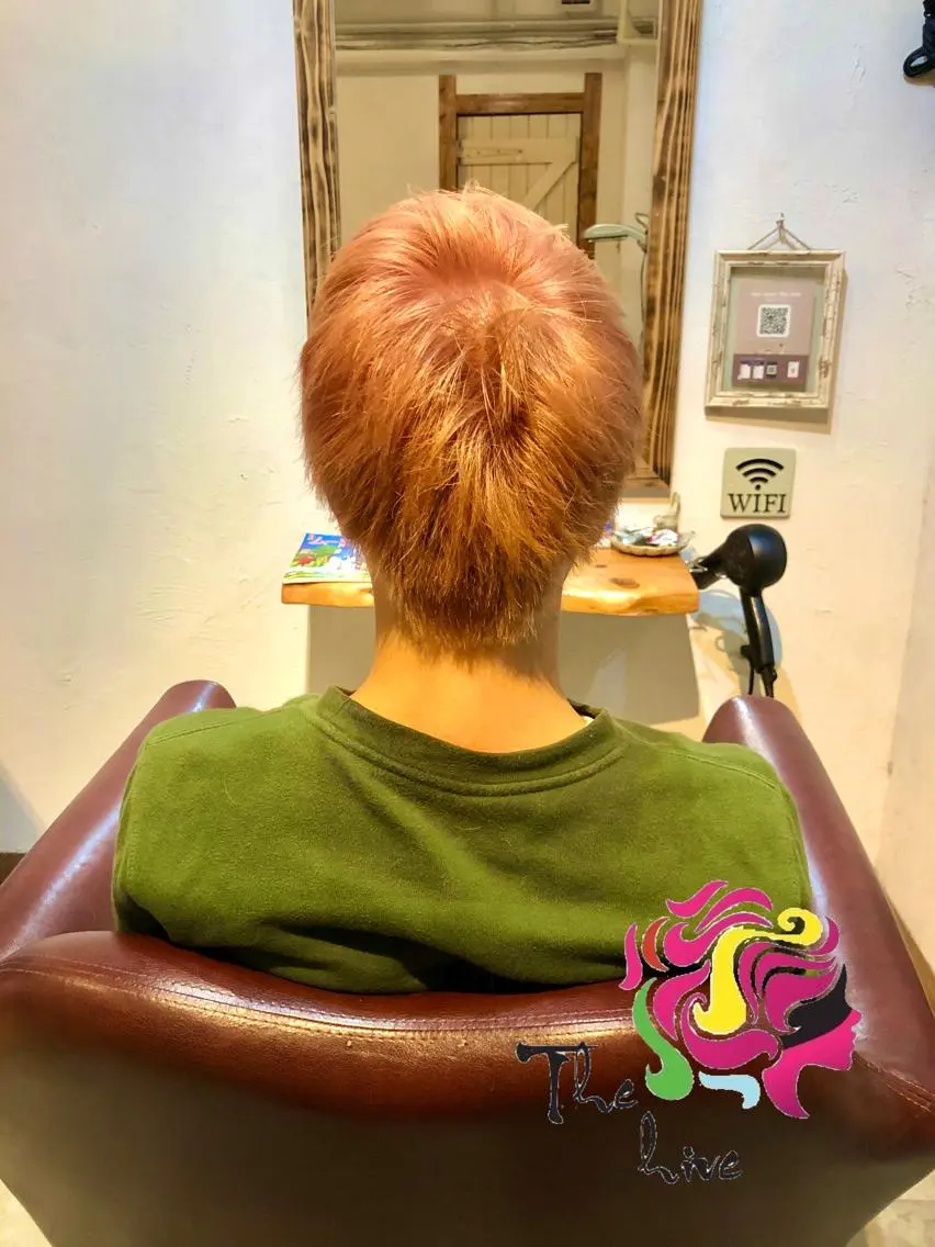 ショート カラー メンズ ダブルカラー ピンクカラー カット ヘアカラー Hair salon The hiveのヘアスタイル