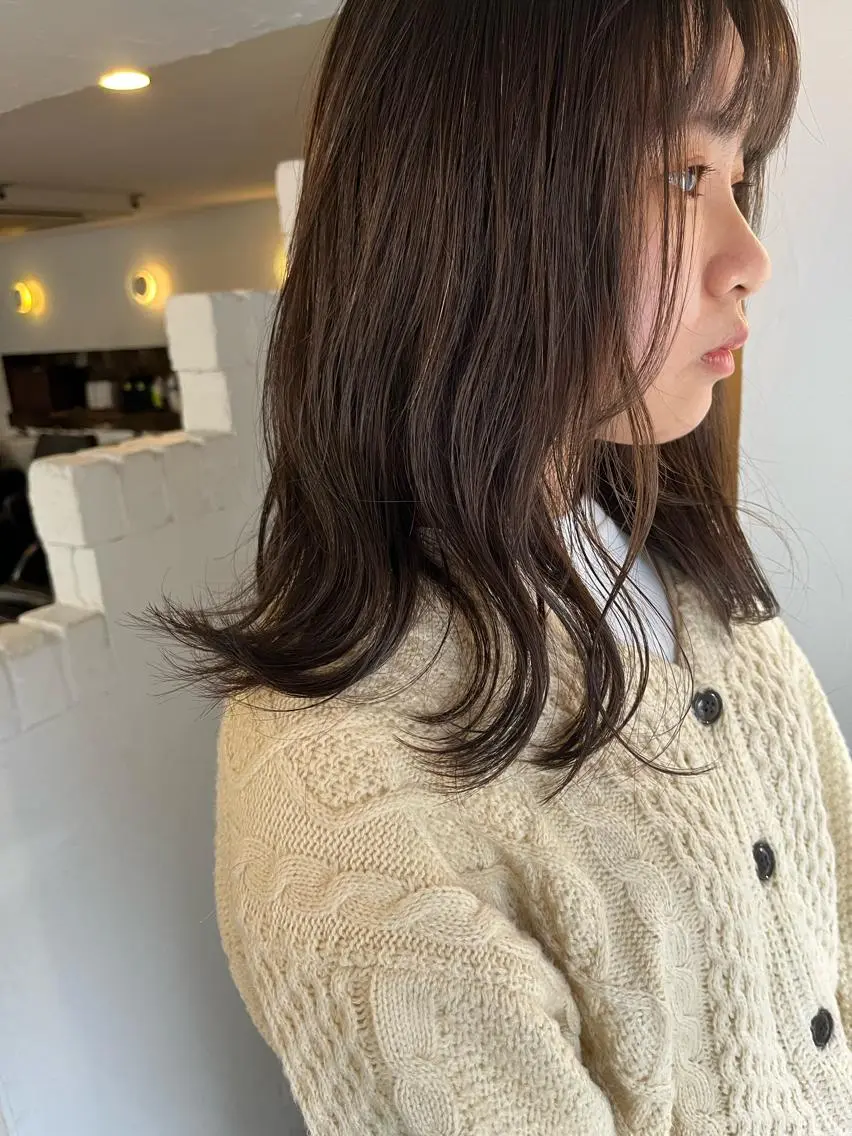 セミロング カラー ヘアアレンジ アディクシーカラー ベージュカラー 黒髪 ブリーチ 透明感カラー 眠れるヘッドスパ✨ chacoのヘアスタイル