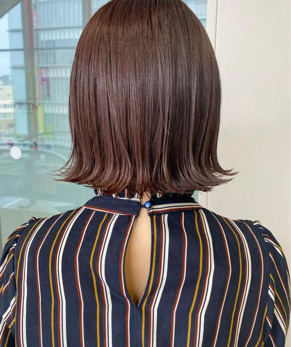 ショート カラー ブラウンカラー ピンクカラー ピンクブラウン ボブ 外ハネヘア ボブ/salut町田 🧡kanaのヘアスタイル