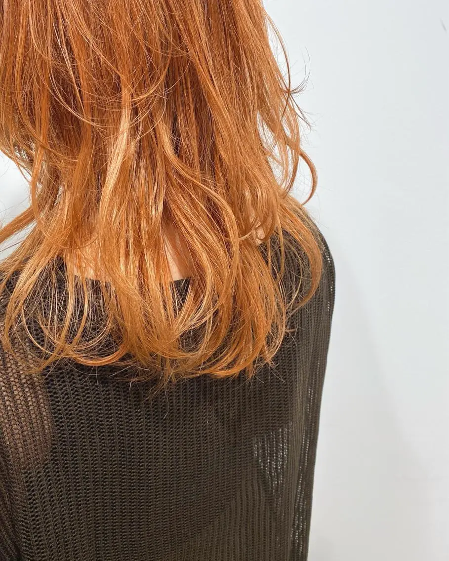 セミロング カラー ベージュカラー オレンジ オレンジベージュ レイヤー/大人ボブ 渡邉【日吉美容室】のヘアスタイル