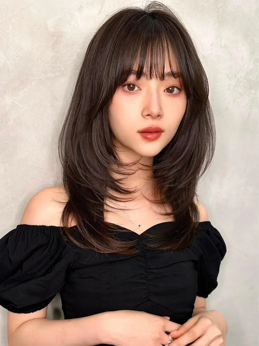 セミロング カラー ヘアアレンジ アッシュ 黒髪 ブリーチ ブルーカラー ブルーブラック 🔶似合わせセンター パート/ヤス🔶のヘアスタイル