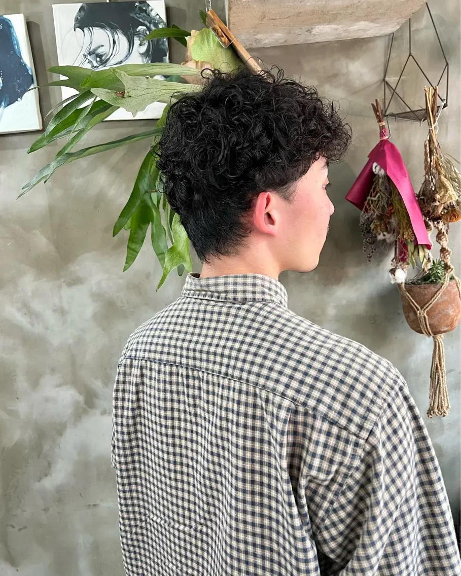 ミディアム パーマ メンズ カット パーマ トリートメント 木村陸弥🌿似合わせ 再現性メンズヘアのヘアスタイル