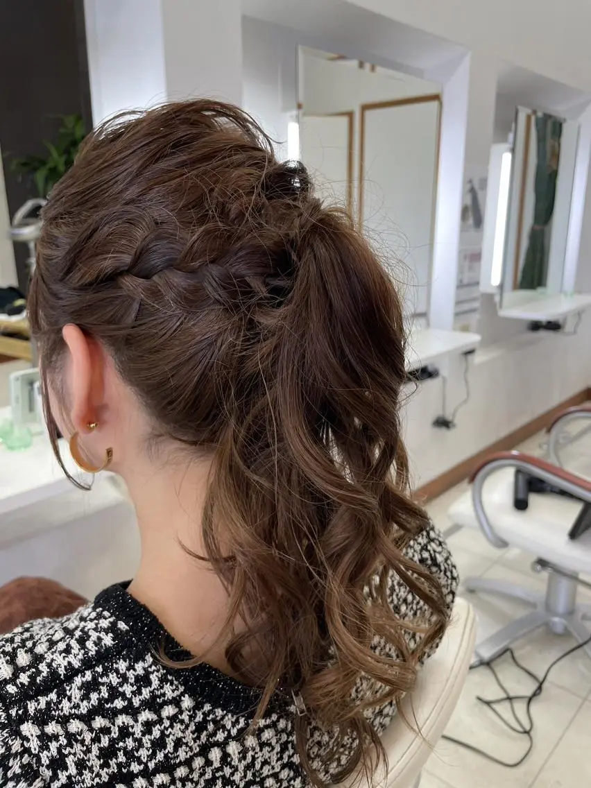 ロング ヘアアレンジ ポニーテール 結婚式・ブライダル ヘアセット Hair VERDEのヘアスタイル