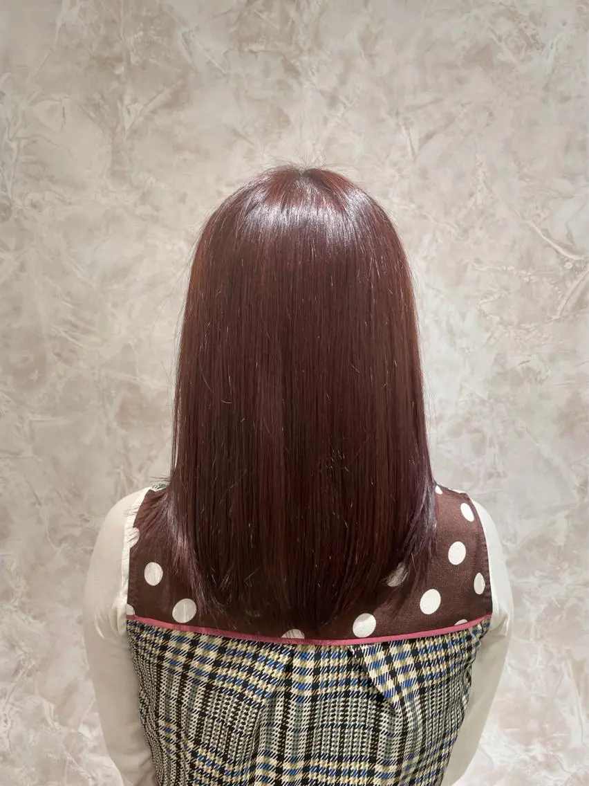 セミロング カラー 縮毛矯正、肩上の長さ お任せ☆マンツー施術のヘアスタイル