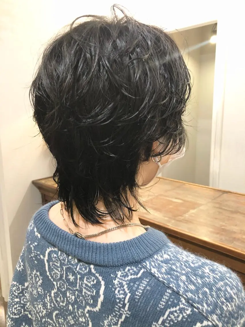 ショート パーマ ウルフカット カット パーマ 千葉 郁也のヘアスタイル