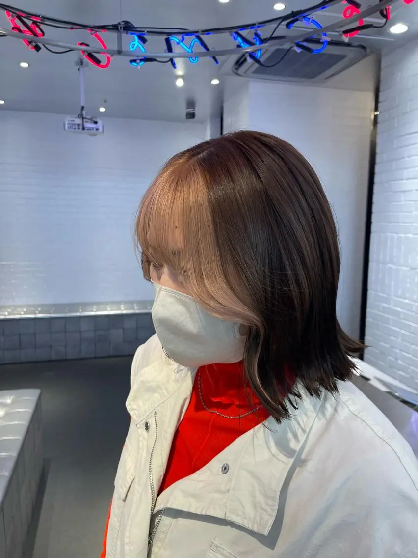 カラー ミストバング フェイスフレーミング 🦄垢抜けボブ特化× 暖色カラー未来🦄のヘアスタイル