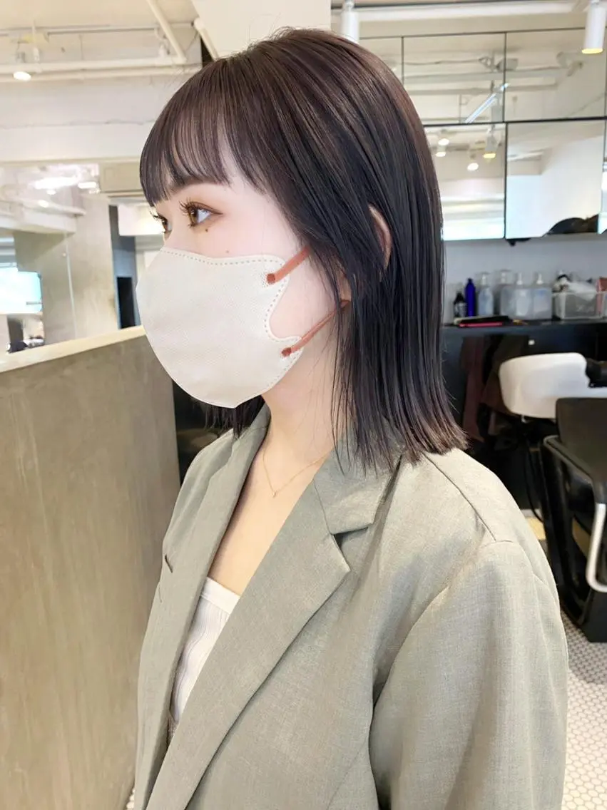 ミディアム カラー パーマ ヘアアレンジ グレージュ ラベンダーカラー ラベンダーグレージュ ラベンダーグレー ITbyALBUM 八王子店のヘアスタイル