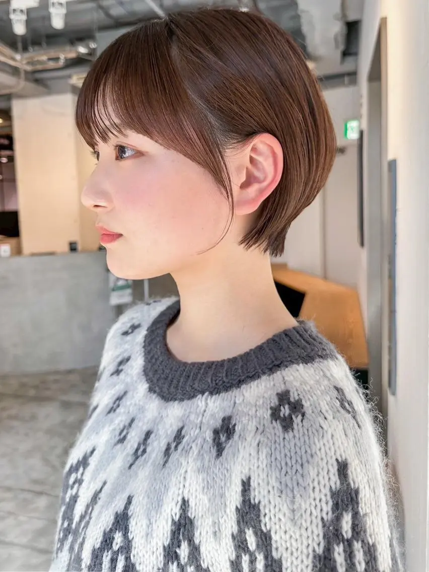 ショート カラー ブラウンカラー ショートヘア カット ヘアカラー トリートメント ITbyALBUM 八王子店のヘアスタイル