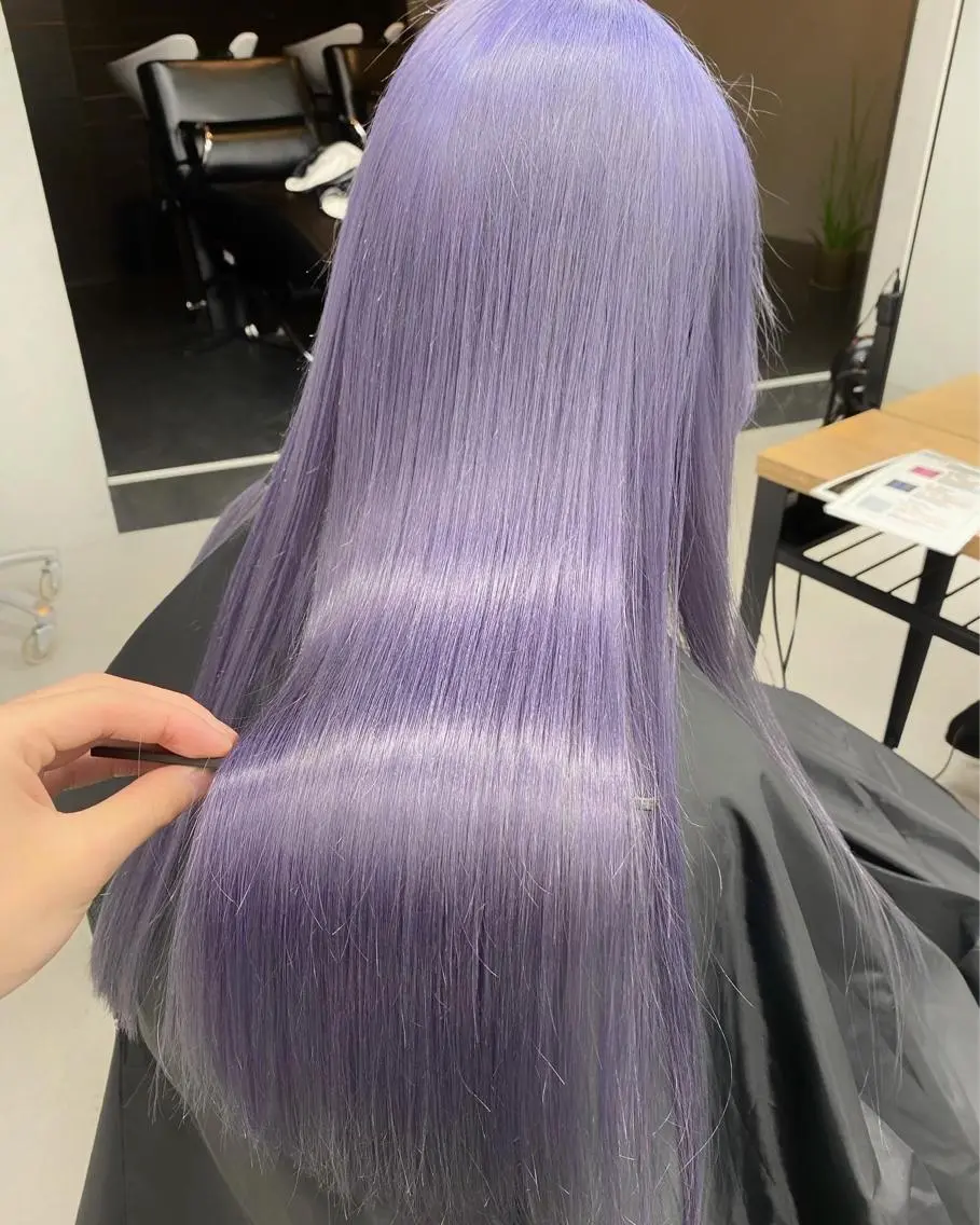 セミロング カラー ヘアアレンジ ブリーチダブルカラー 元町三宮/三ノ宮のヘアスタイル
