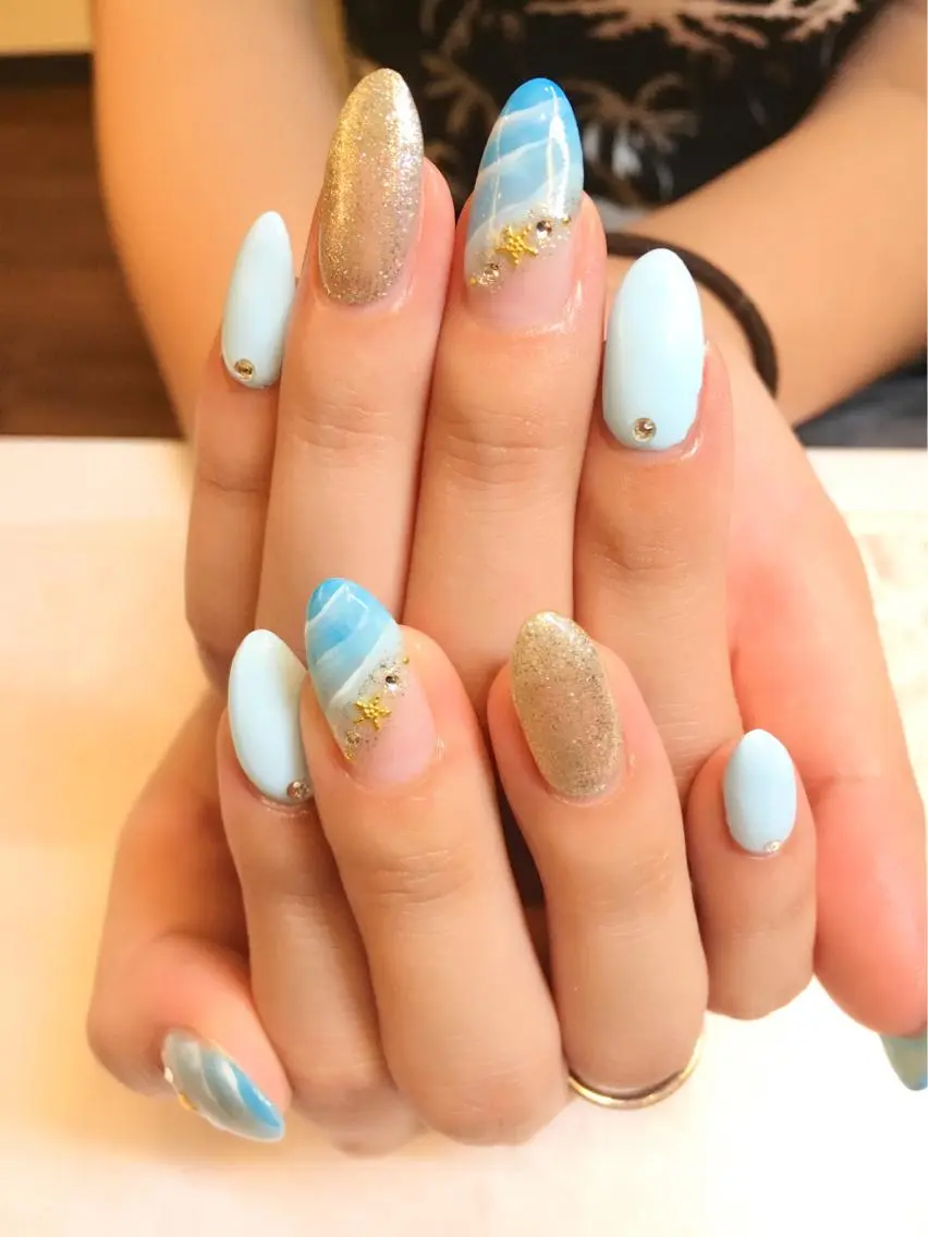 ネイル フットネイル ジェルネイル ミラーネイル パラジェル 春ネイル ハンドネイル clover nailのネイルデザイン