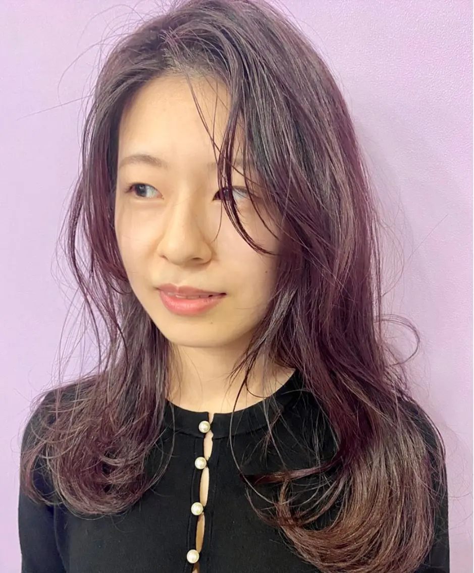 カラー ブリーチ ラベンダーカラー ラベンダーピンク ブリーチなしカラー ピンクカラー くぎた とわのヘアスタイル