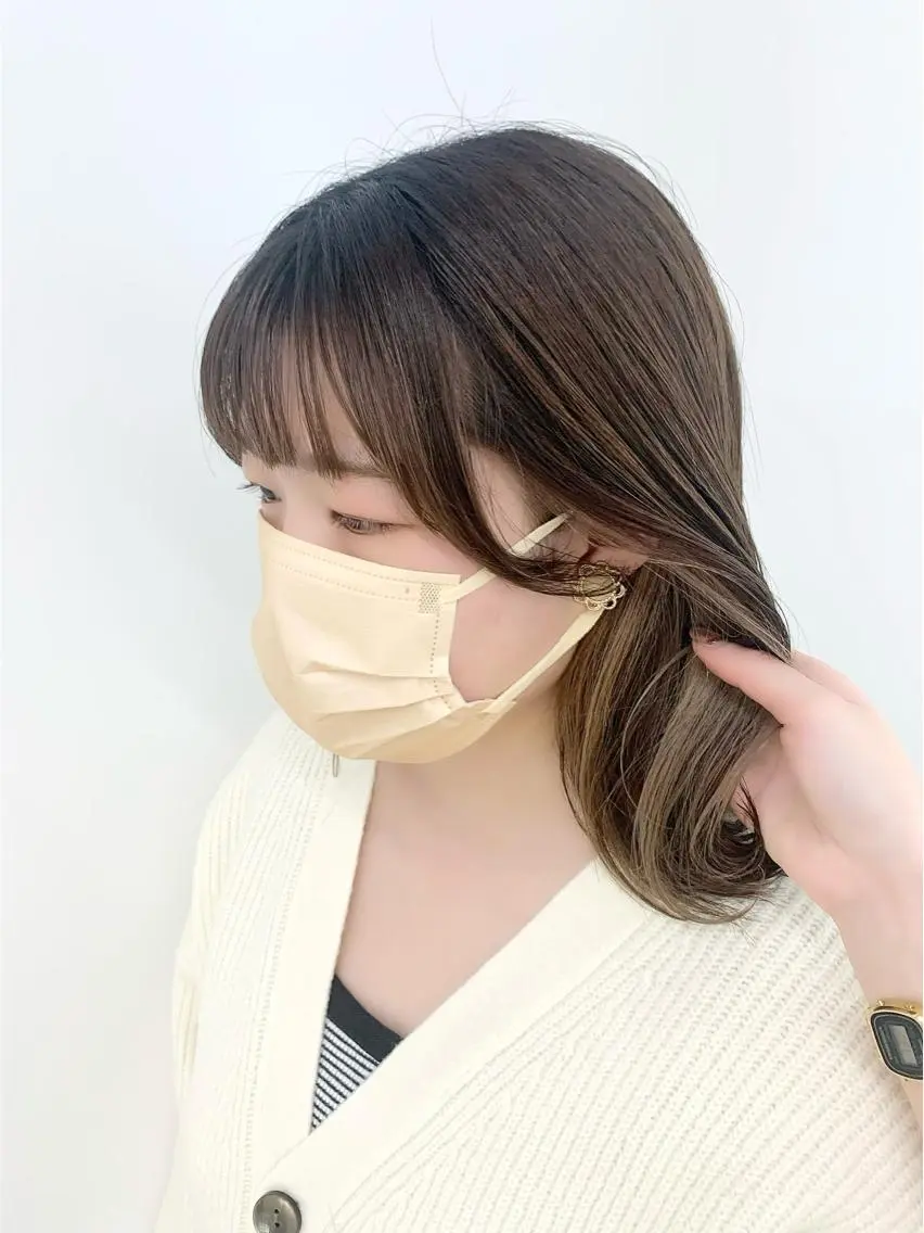 ミディアム カラー パーマ ヘアアレンジ メンズ キッズ ネイル マツエク・マツパ ヘアカラー 似合せレイヤー/ 柔らか透明感カラーのヘアスタイル