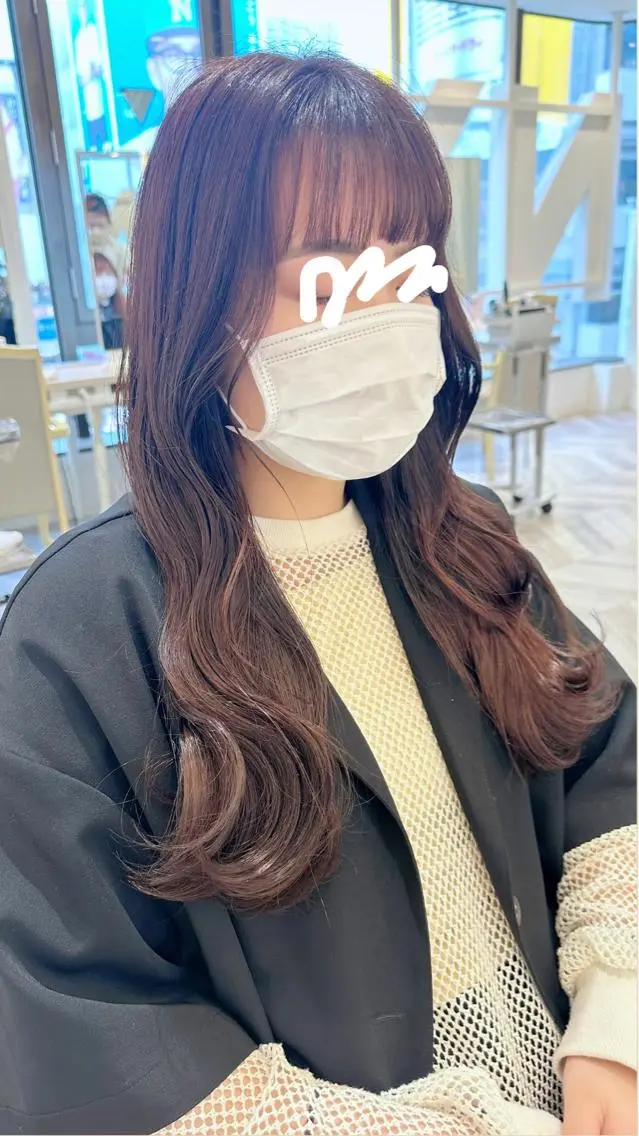 ロング カラー カット ヘアカラー 小顔レイヤー/ ベージュ🤍Rieのヘアスタイル