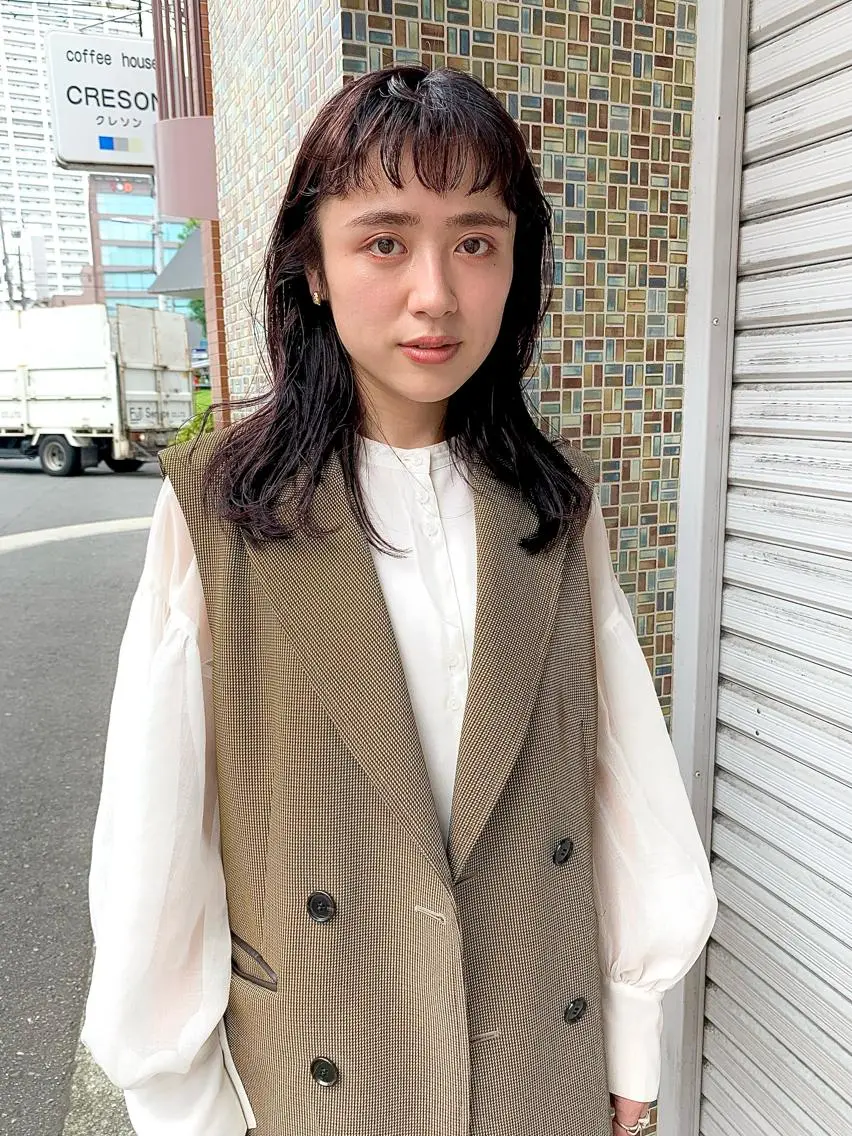 ミディアム パープルカラー 外ハネヘア ノモト ハルのヘアスタイル