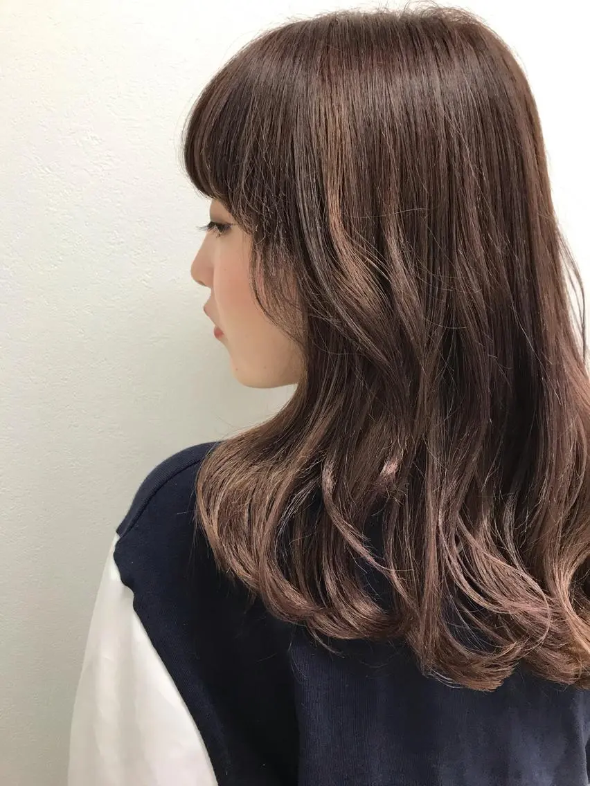 セミロング カラー ベージュカラー 透明感カラー ピンクカラー ピンクベージュ カット ヘアカラー 店長福島成美/髪質 改善縮毛矯正/カラーのヘアスタイル