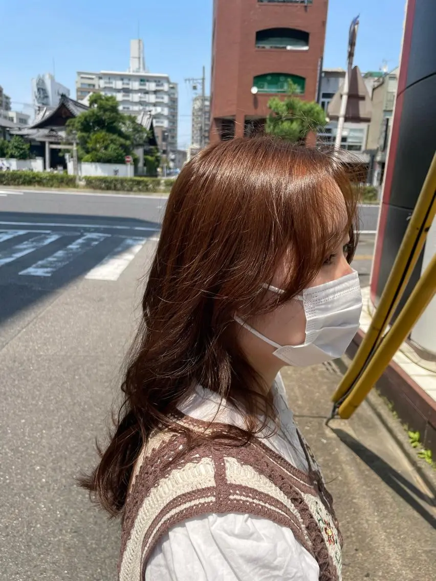 ミディアム カラー ヘアアレンジ ベージュカラー ブラウンカラー 透明感カラー イワタ マハ/ minim hairのヘアスタイル