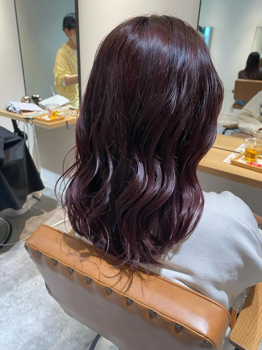 セミロング カラー ブリーチ ダブルカラー ラベンダーカラー ブリーチなしカラー ピンクカラー カット ヘアカラー トリートメント オスズ 🎀´-のヘアスタイル