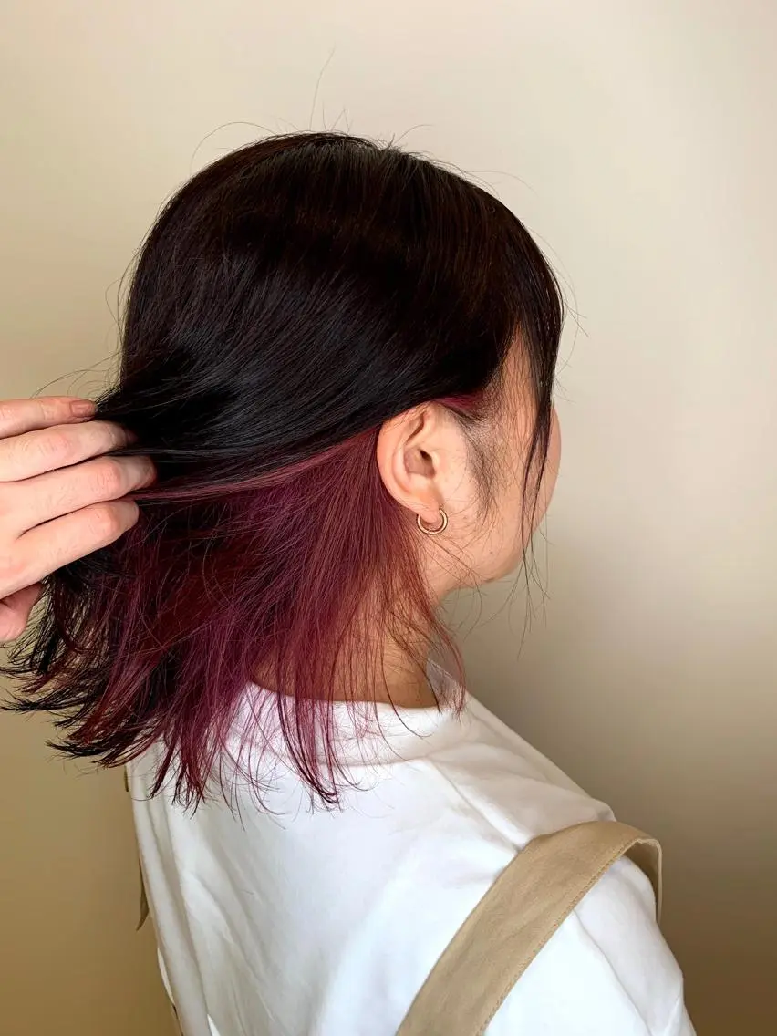 ミディアム カラー ハイトーン/ウルフ /レイヤー/坂野幸伸のヘアスタイル