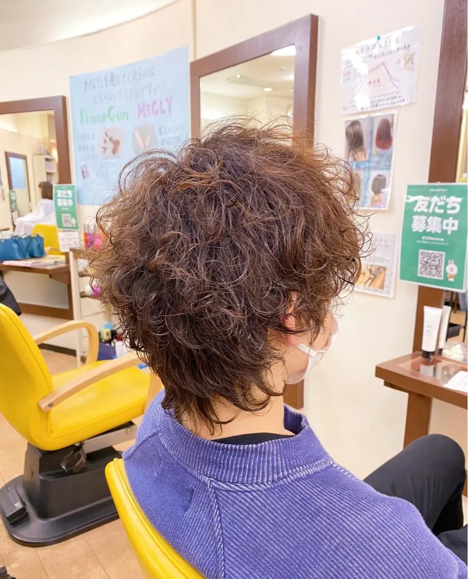 ショート パーマ メンズ メンズパーマ プードルパーマ 波巻きパーマ メンズウルフカット ウルフカット 寺澤 🌈祐のヘアスタイル