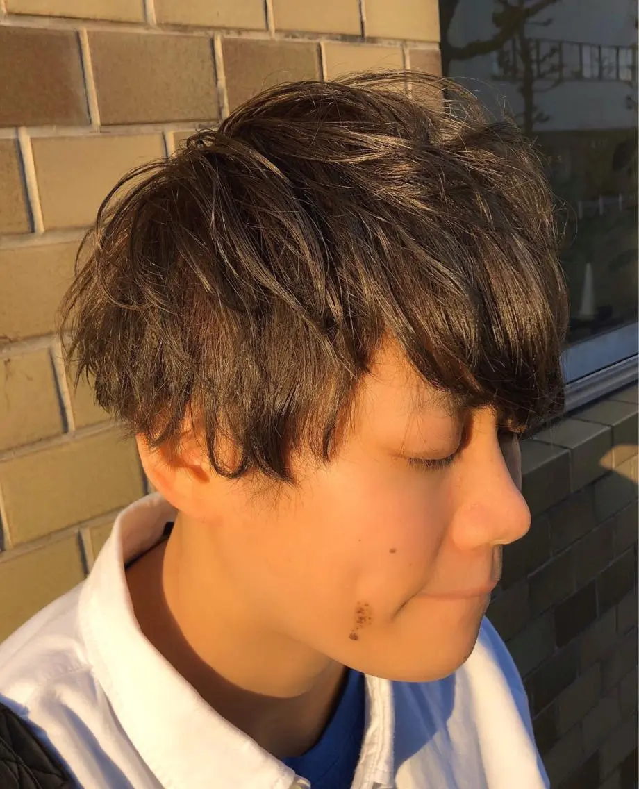 ショート カラー メンズ マッシュ アッシュ 永井 悠大のヘアスタイル